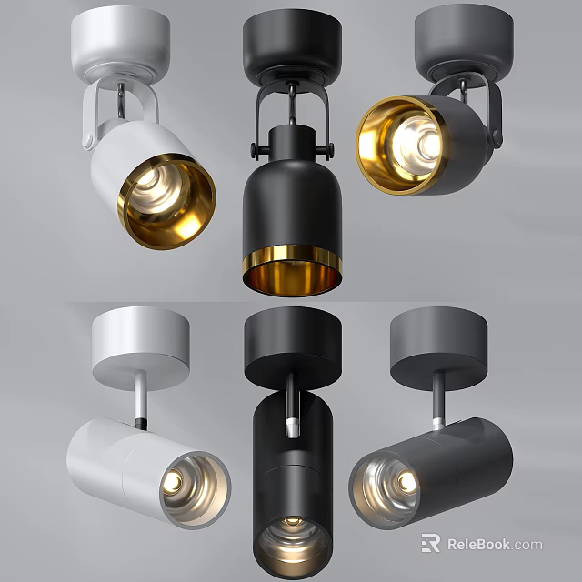 Modern Downlights And Spotlights With White Black Gold For Home Interior Design 3d model 