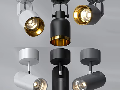 Modern Downlights And Spotlights With White Black Gold For Home Interior Design 3d model