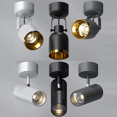Modern Downlights And Spotlights With White Black Gold For Home Interior Design 3d model