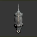 Realistic Triceratops Dinosaur Model With Gray Body Blue Spots And Sharp Horns