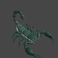 Realistic Green Scorpion 3D Model With Curved Tail And Sharp Claws