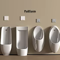 Poliform White Urinals Modern Design Against Beige Wall With Wooden Floor