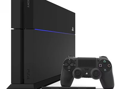 Black PlayStation 4 Gaming Console with Wireless Controller for Home Entertainment 3d model