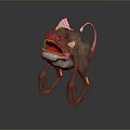 Mythical Creature With Red Open Mouth Sharp Teeth Spiked Back And Clawed Limbs 3d model