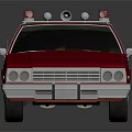 Red Vintage Fire Rescue Vehicle With Roof Emergency Lights And Side Emblem
