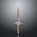 Ornate Fantasy Sword With Spiral Hilt Intricate Guard And Pointed Blade