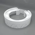 Modern Circular White Reception Desk With Marble Texture And Sleek Design 3d model
