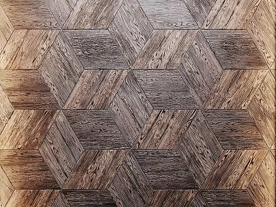 Classic Hexagonal Wooden Flooring With Intricate Pattern And Natural Wood Grain 3d model