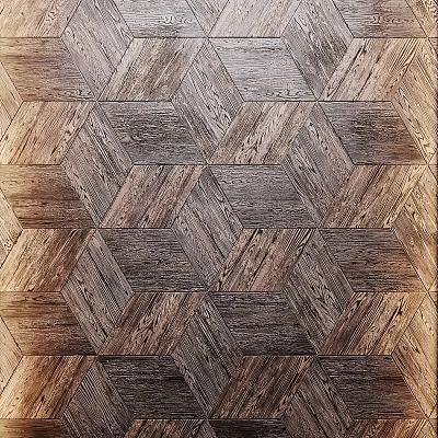 Classic Hexagonal Wooden Flooring With Intricate Pattern And Natural Wood Grain 3d model