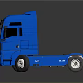 Blue MAN TGX Truck With Shiny Cab Design On Dark Reflective Background