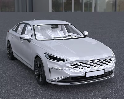 Silver Modern Sedan With Sleek Body Lines Black Wheels And Stylish Front Grille 3d model