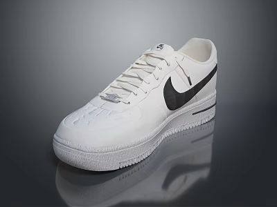 White Nike Sneakers With Black Swoosh Minimalist Clean Design for Casual Wear 3d model