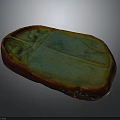 Handcrafted Wood Stone Inkstone With Intricate Carvings And Unique Green Red Surface Design