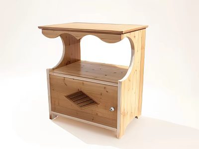 Wooden Shoe Cabinet With Simple Design Top Surface And Door Featuring Diamond Shaped Ventilation Holes 3d model