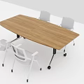 Modern Wooden Conference Table With White Office Chairs And Rectangular Design