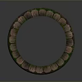 3D Model Of Cylindrical Hollow Object With Green Brown Tile Like Surface Texture