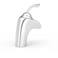 Sleek Modern Silver Stainless Steel Faucet Featuring Curved Spout And Top Control