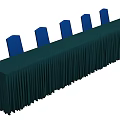 Elegant Stage Setup With Long Table Dark Green Tablecloth And Blue Chairs