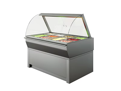 Modern Gray Display Cabinet With Transparent Glass Cover For Food Display Shelves 3d model