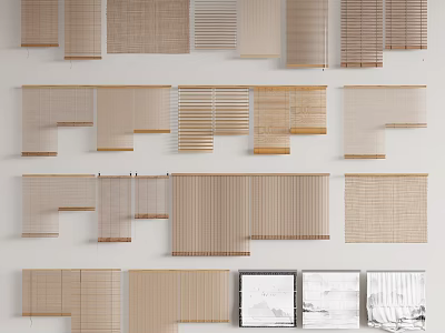 Multiple Types of Bamboo and Wooden Window Blinds in Various Designs for Home Interior Decoration 3d model