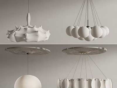 Modern Pendant Lights Featuring Sculptural Shapes Spherical Forms And Minimalist White Design 3d model