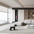 Modern Living Room Interior Design With Large Sofa Coffee Table And Bookshelf
