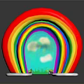 Colorful Rainbow Shaped Kids Clothing Accessory With Soft Cloud Decorations