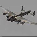 Detailed Vintage Military Airplane Model With Four Propellers Camouflage Paint And Roundel Markings