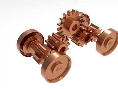 Industrial Equipment Copper Colored Gears And Rollers Mechanical Transmission Parts 3d model