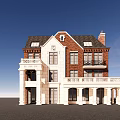 Elegant Detached Villa With Red Brick Exterior White Trim And Black Roof