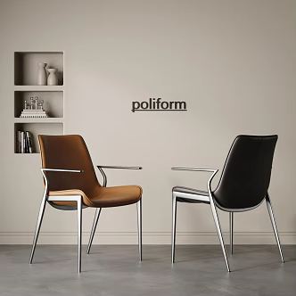 Antique Dining Chair Combination Single Chair Leisure Chair Armchair Leather Chair Stainless Steel Chair Italian Single Chair Modern Single Chair Bauhaus Dining Chair 3d model