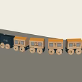 Wooden Toy Train With Multiple Carriages Blue Yellow Steam Power Coal Labels