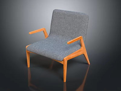 Modern Accent Chair With Gray Fabric Upholstered Seat And Backrest Wooden Armrests And Legs Design 3d model