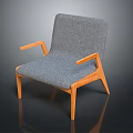 Modern Accent Chair With Gray Fabric Upholstered Seat And Backrest Wooden Armrests And Legs Design