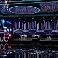 Modern KTV Lounge With Neon Lights Reflective Floor And Comfortable Sofas 3d model