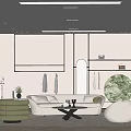 Modern Clothing Store Interior Design With Sofa Display Racks And Round Window