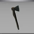 Ancient Rusty Iron Axe Featuring Wooden Handle And Metal Head 3d model