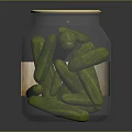 Fresh Homemade Crispy Pickles Stored in Glass Jar with Golden Lid