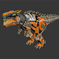 Smart Machine Mechanical Dinosaur With Orange Body Sharp Teeth And Glowing Eyes 3d model