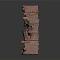 Two Textured Red Brick Columns With Different Heights And Stacked Design 3d model