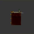 Mahogany Desk With Orange Knob Drawers And Green Bottle Rolled Paper Yellow Tool Small Candle