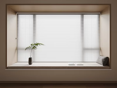 Cozy Window Interior With White Blinds Plant Cushion And Books 3d model Cozy Window Interior With White Blinds Plant Cushion And Books 3d model