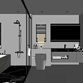 Modern Bathroom Interior Design With Bathtub Glass Shower Toilet Vanity And Mirror
