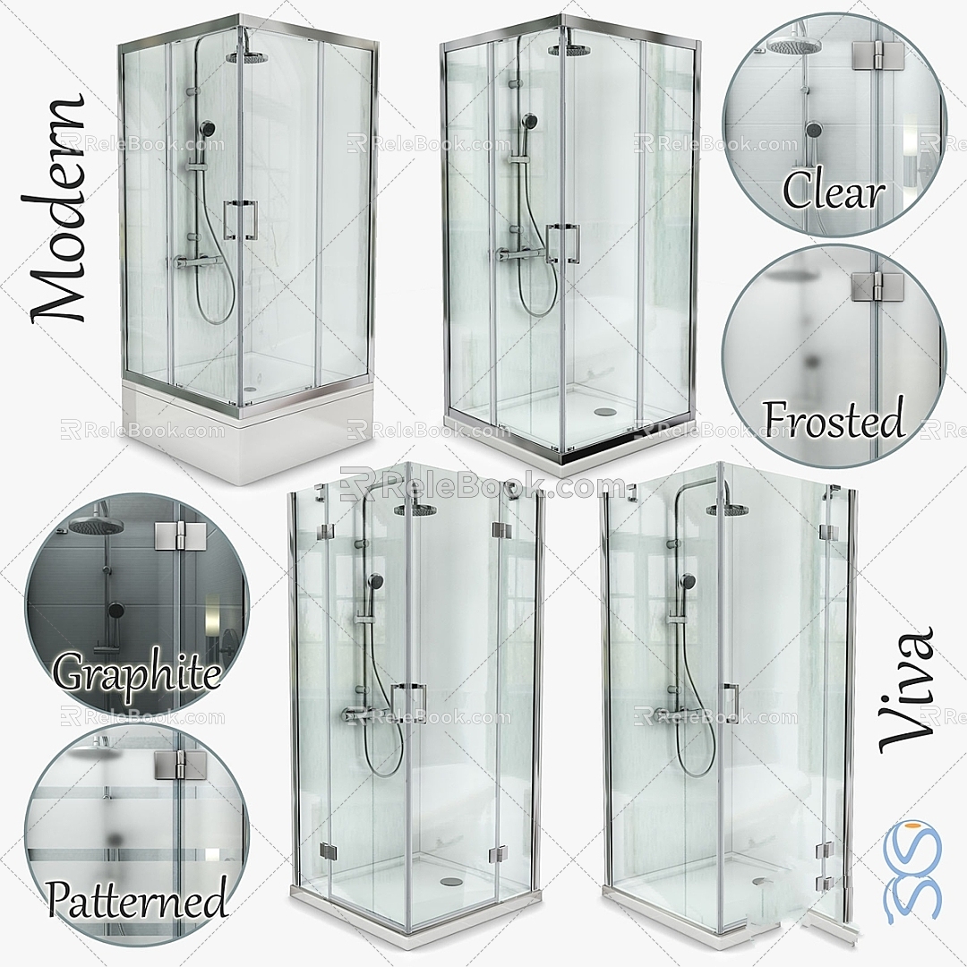 Modern Shower Sauna Shower Rack Shower Tray Glass Faucet 3d model