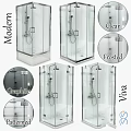 Modern Shower Sauna with Clear Frosted Graphite Viva Glass Enclosure Design