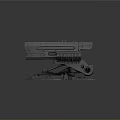Dual Multi Barrel Mechanical Weapon 3D Model With Support Base Structure 3d model