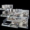 Modern Multi Level Apartment Interior Layout With Rooms Furniture And Plants