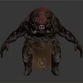 Ferocious Horned Boar Like Mythical Creature With Red Back Black Body And Chain