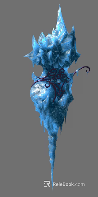 Cartoon Scene With Blue Ice Structure Red Curly Decorations And Icicles 3d model