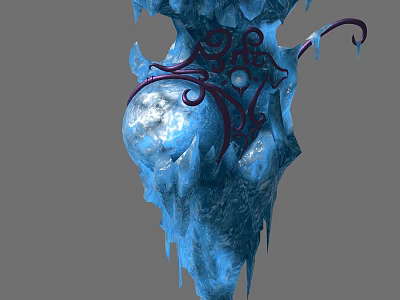 Cartoon Scene With Blue Ice Structure Red Curly Decorations And Icicles 3d model